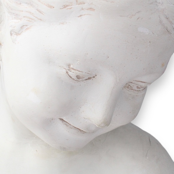 Vintage Plaster Bust Sculpture of Young Smiling Girl / Child with Braids Statue - Picture 5 of 11